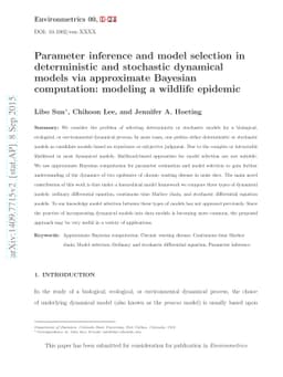Parameter inference and model selection in deterministic and stochastic
  dynamical models via approximate Bayesian computation: modeling a wildlife
  epidemic