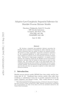 Adaptive Low-Complexity Sequential Inference for Dirichlet Process
  Mixture Models