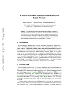 A Neural Networks Committee for the Contextual Bandit Problem