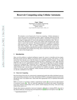 Reservoir Computing using Cellular Automata
