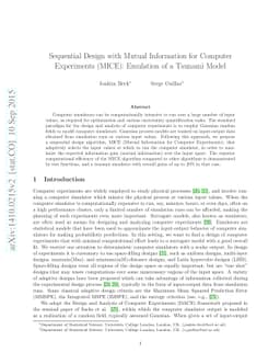 Sequential Design with Mutual Information for Computer Experiments
  (MICE): Emulation of a Tsunami Model