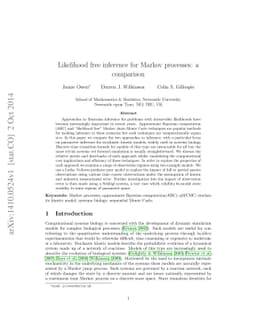 Likelihood free inference for Markov processes: a comparison