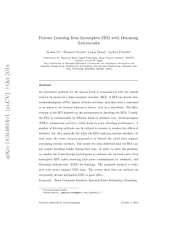 Feature Learning from Incomplete EEG with Denoising Autoencoder
