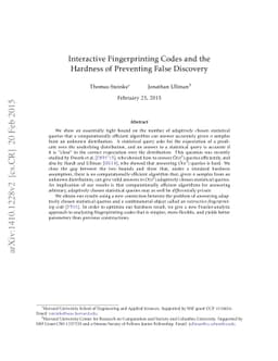 Interactive Fingerprinting Codes and the Hardness of Preventing False
  Discovery