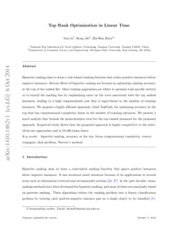 Top Rank Optimization in Linear Time