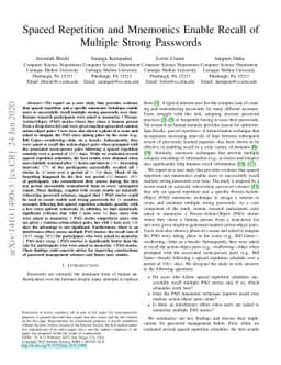 Spaced Repetition and Mnemonics Enable Recall of Multiple Strong
  Passwords