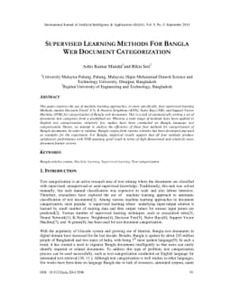 Supervised learning Methods for Bangla Web Document Categorization
