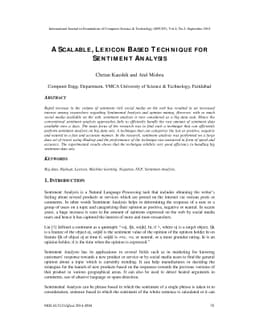 A Scalable, Lexicon Based Technique for Sentiment Analysis