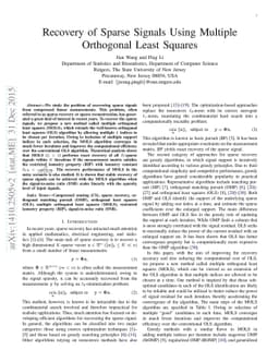 Recovery of Sparse Signals Using Multiple Orthogonal Least Squares