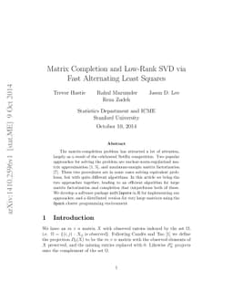 Matrix Completion and Low-Rank SVD via Fast Alternating Least Squares