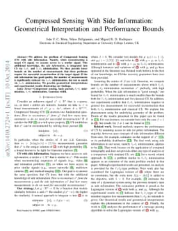 Compressed Sensing With Side Information: Geometrical Interpretation and
  Performance Bounds