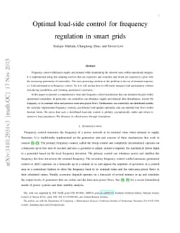 Optimal load-side control for frequency regulation in smart grids