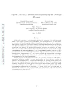 Tighter Low-rank Approximation via Sampling the Leveraged Element