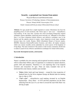 Security - a perpetual war: lessons from nature