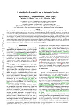 A Modality Lexicon and its use in Automatic Tagging