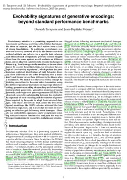 Evolvability signatures of generative encodings: beyond standard
  performance benchmarks