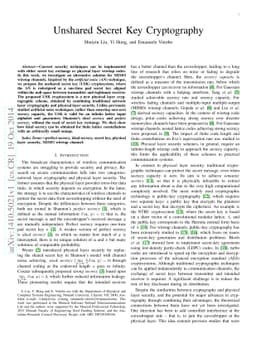 Unshared Secret Key Cryptography