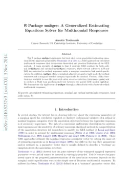 R Package multgee: A Generalized Estimating Equations Solver for
  Multinomial Responses