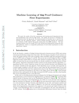 Machine Learning of Coq Proof Guidance: First Experiments