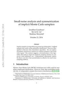 Small-noise analysis and symmetrization of implicit Monte Carlo samplers