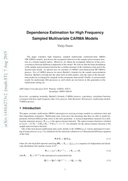 Dependence Estimation for High Frequency Sampled Multivariate CARMA
  Models