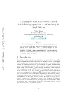 Analyzing the Fault-Containment Time of Self-Stabilizing Algorithms - A
  Case Study for Graph Coloring