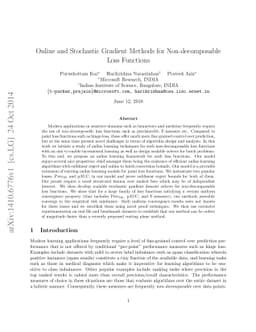 Online and Stochastic Gradient Methods for Non-decomposable Loss
  Functions