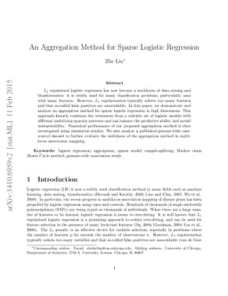 An Aggregation Method for Sparse Logistic Regression
