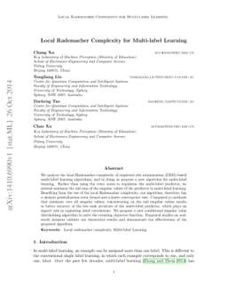 Local Rademacher Complexity for Multi-label Learning