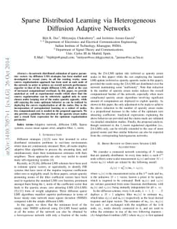 Sparse Distributed Learning via Heterogeneous Diffusion Adaptive
  Networks