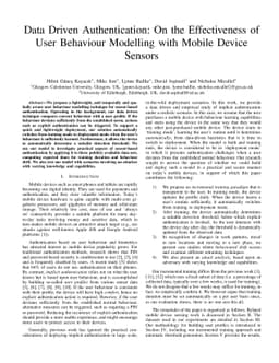 Data Driven Authentication: On the Effectiveness of User Behaviour
  Modelling with Mobile Device Sensors