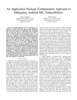 An Application Package Configuration Approach to Mitigating Android SSL
  Vulnerabilities