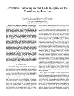 Sprobes: Enforcing Kernel Code Integrity on the TrustZone Architecture