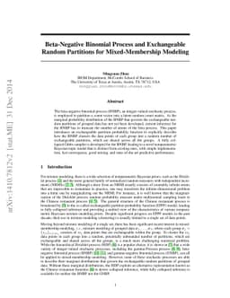 Beta-Negative Binomial Process and Exchangeable Random Partitions for
  Mixed-Membership Modeling