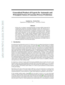 Generalized Product of Experts for Automatic and Principled Fusion of
  Gaussian Process Predictions