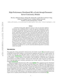 High-Performance Distributed ML at Scale through Parameter Server
  Consistency Models