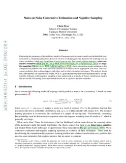 Notes on Noise Contrastive Estimation and Negative Sampling