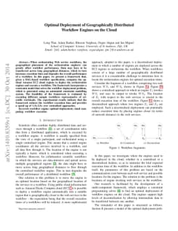 Optimal Deployment of Geographically Distributed Workflow Engines on the
  Cloud