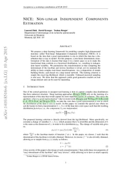 NICE: Non-linear Independent Components Estimation