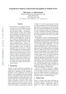 Experiments to Improve Named Entity Recognition on Turkish Tweets