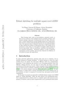Robust sketching for multiple square-root LASSO problems