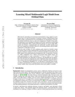 Learning Mixed Multinomial Logit Model from Ordinal Data