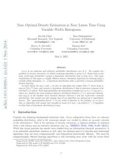 Near-Optimal Density Estimation in Near-Linear Time Using Variable-Width
  Histograms