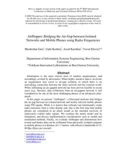 AirHopper: Bridging the Air-Gap between Isolated Networks and Mobile
  Phones using Radio Frequencies