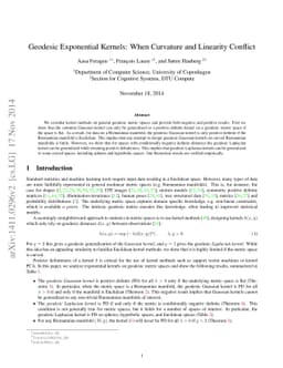 Geodesic Exponential Kernels: When Curvature and Linearity Conflict