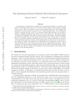 Fast Randomized Kernel Methods With Statistical Guarantees