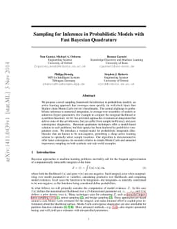 Sampling for Inference in Probabilistic Models with Fast Bayesian
  Quadrature