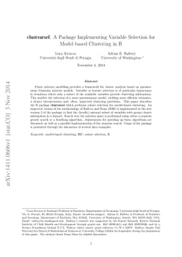 clustvarsel: A Package Implementing Variable Selection for Model-based
  Clustering in R