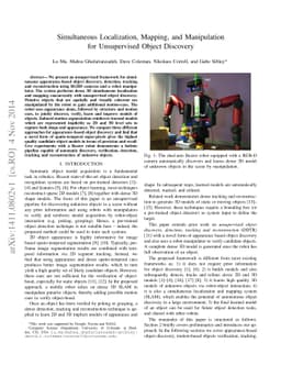 Simultaneous Localization, Mapping, and Manipulation for Unsupervised
  Object Discovery