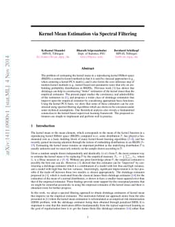 Kernel Mean Estimation via Spectral Filtering